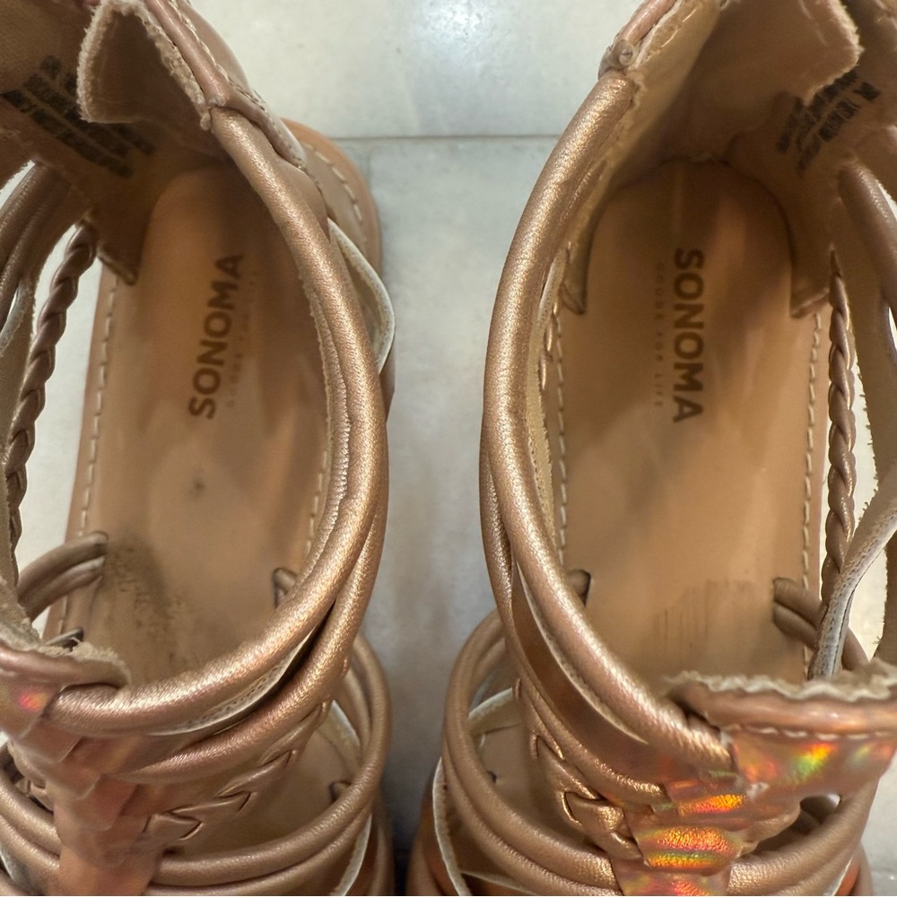 Girls Sonoma Iridescent Gold Gladiator Sandals - Picture 5 of 11